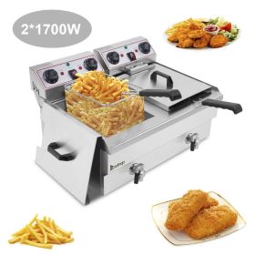[Replace the old encoding 20548057]EH102V 16.9QT / 16L Total Capacity 24.9QT/23.6L Stainless Steel Faucet Double Tank Deep Fryer 3400W MAX (8L 8L