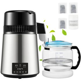 1.1Gal Water Distiller, 0.3Gal/H, 750W Distilled Water Maker Machine 0-99H Timing Dual Temp Display
