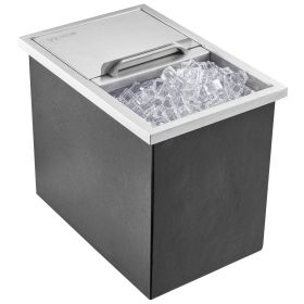 Drop in Ice Chest, 18"L x 12"W x 14.5"H Stainless Steel Ice Cooler, Commercial Ice Bin with Sliding Cover, 40.9 qt Outdoor Kitchen Ice Bar