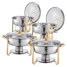 Chafing Dish Buffet Set, 5 Qt 4 Pack, Stainless Steel Chafer with 4 Full Size Pan